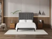 My Style Buttoned Headboard & Standard Base - Double / Gunmetal / Slimline Base