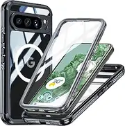 [ELEPIK] for Pixel 9 Pro XL Case [Built-in 9H Screen Protector] [Compatible with Magsafe] [Full-Body Protection] Phone Case for Google Pixel 9 Pro XL with Dustproof, Wireless Charging, Black