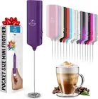 Powerful Milk Frother Wand - Mini & Mighty Handheld Drink Mixer - Deep Purple
