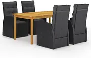 5 Piece Garden Dining Set Black Patio Bar Sets