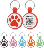 QR Code Cat Tag - Modifiable Profile, Scannable, Red, Medium-Large Breeds