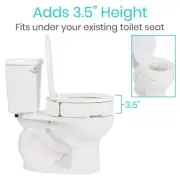Vive Hinged Toilet Seat Riser - Elevated, Tall, High Portable Extender (Round)