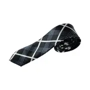 Mens Black & White Zig Zag Stripe 5Cm Skinny Neck Tie