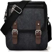 [VOXMDY] Men's Canvas Small Messenger Bag Casual Shoulder Bag Chest Bag Travel Carry Bag，Multi-Pocket Purse