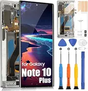 OLED Screen for Samsung Galaxy Note 10+ Plus LCD Display for Samsung Note 10 Plus 5G N975 SM-N975 SM-N975U SM-N976 SM-N976 SM-N976U LCD Touch Screen Digitizer with Tools (Silver with Frame)