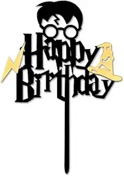 Lotsdonxia Personalised Harry Potter Birthday Cake Topper | Reusable Acrylic Magic Theme Decoration for Kids, Wizard School Parties, Birthdays | Non-Edible Cake Decor