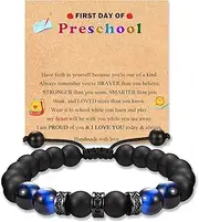 [FIEEFX] Back to School First Day of School Kindergarten Preschool 1st 2nd Grade Gifts Bracelets for Son Grandson Nephew Brother with Inspirational Card