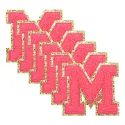 6pcs Letter Patches 8.4cm/3.3" Chenille Patches Applique Patches (Rose Pink, M)