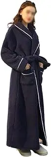[NICDIU] CVBFDB Navy Men's Winter Bathrobe Long Sleeve Warm Turn Down Collar Man Fluffy Bath Robe with(X-Large)