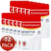 12 x Elastoplast Sensitive Assorted Fabric Strips 20 Pack Plasters Pain Free