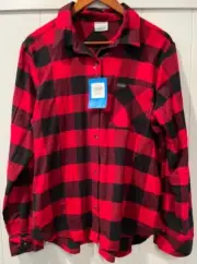 Columbia Women's Anytime Casual II Stretch LS flannel Shirt Red Plaid XL NWT