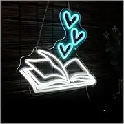 Sign Lamp Book Neon Sign for Wall Decor Reading Book Neon LED Light Reading Sign for Library Reading Corner Decor 29cm×35cm