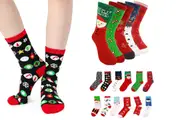 5 Pairs Christmas Long Socks Set Soft Pattern Women Men Socks for Christmas Holiday