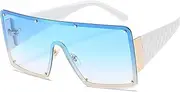 [HAOMAO] One Piece Shade Mirror Oversized Square Sunglasses For Women Retro Gradient Big Frame Sun Glasses