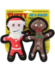 Tuffy Jr Santa & Gingerbread Man Combo Dog Toy