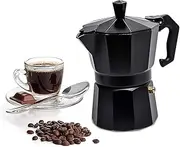 3D CREATIONS Alluminium Italian Style Stovetop Coffee Maker Moka Pot espresso Coffee percolator 3 cups of Coffee (Black, 150 ml)