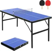 Portable Ping Pong Table –Mid-Size Foldable Tennis Table with Net for Indoor Fun