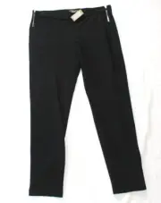 $185 New PURE AMICI Ankle Pants Women's LARGE L Black Rayon Nylon MADE IN USA