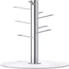 Homde Metal Coat Rack Stand with Natural Marble Base, Stainless Steel Silver