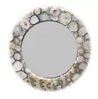 White Agate Dressing Mirror Resin Round Shape Decorative Gass with Graceful Look