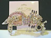 Kirks Folly Vintage Prong-Set Crystal Barrette Hair Jewelry-Floral Bow Design