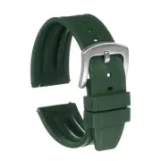 24mm Quick Release Fluororubber Watch Band with Silver Stainless Buckle, Green