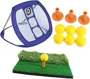 Mipcase 1 Set Nylon Golf Training Net Set with Hitting Mat and Balls Portable Practice Equipment for All Skill Levels Durable and Stable Design for Chipping and Hitting
