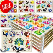 Wooden Alphabet Puzzles, ABC, Toddlers, 1-3 Years, with Rack
