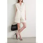 Theory Boxy Oversized Shoulder Pad Vest Ivory Womens Size Large
