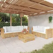 Patio Furniture Sets 6 Piece Garden Lounge Set with Cushions Solid Wood Teak