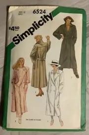 6524 Vtg Simplicity SEWING Pattern Misses Unlined Coat UNCUT Sz 12