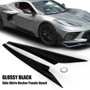 Gloss Black Side Skirts Pair Fits Corvette C8 Rocker Panel Z51 Style ABS 2020-23 (for: Chevrolet)