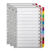 3x Marbig Jan-Dec Tab Coloured A4 Ring Binder Plastic Divider Page Organiser