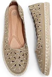 [HEAWISH] Women’s Ballet Flat Daisy Round Toe Dress Shoes Casual Slip On Rope Loafer