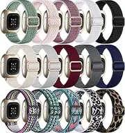 15 Pack Elastic Bands Compatible with Fitbit Sense Bands/Sense 2/Versa 3/Versa 4 Bands for Women Men, Comfortable Nylon Solo Loop Replacement Strap for Versa 4/Versa 3/Sense 2/Sense Wristbands