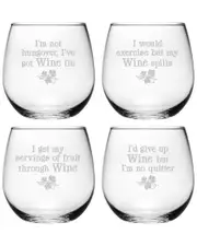 Susquehanna Glass Set of Four 16.75oz Wine Justification Stemless Wine Glasses