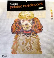 POODLE Dog Needlepoint Canvas Hand Painted RARE by Bucilla Vintage 16 x 16