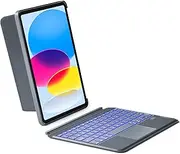 Inateck iPad 11th/10th Generation Case with Keyboard, Detachable Keyboard Case with 7-Color Backlight and Touchpad for iPad 10th(10.9"),ipad 11th Generation(2025 A16), KB04112 Gray