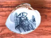Pirate Captain Roy - Seashell Trinket Dish - Decorative Clam Shell Ring Holder