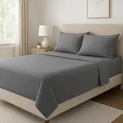 AOne Comfort Queen Sheet Set (Dark Grey) – 1800TC Ultra Soft Microfiber Bed Sheets, 3-Piece Bedding (Fitted Sheet, 2 Pillowcases), Extra-Deep 40cm Pockets, Hotel-Quality Luxury