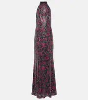 [Rotate] Rotate Sequined halterneck maxi dress AU 14 pink