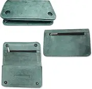 [Rising Bloom] Genuine Vintage Leather Tobacco Pouch Bag for Tobacco and Rolling Paper Along with Zipper Size: 4x7x1 Inches (Vintage Green)
