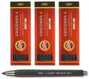 KOH-I-NOOR Gioconda Set of 3 Drawing Charcoal + Chalk Holder 5.6 mm / 120 mm Hard / Medium / Soft Black