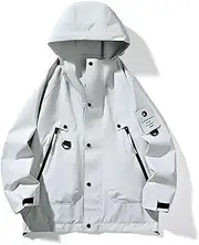 [GIBZ] Men's Lightweight Waterproof Softshell Jacket Hooded Raincoat Outdoor Hiking Travel Windbreaker