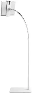 Tablet Stand Cell Phone Stand with Flexible Gooseneck and Stable Base Adjustable 360 Degree Rotating Floor Stand for iPad Within 3.5-10.6 inches (White)