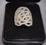 Bella Luce 5.85ctw Multicolor Diamond Simulants Rhodium/925 Silver Ring Size 7