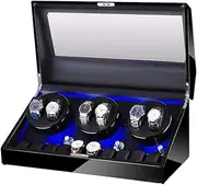 [CFZSALK] Automatic Watch Winder Box for 6 Watch + 10 Storage Wood Shell Piano Paint Finish Built-in Illumination Quiet Motor Watch Winder for Automatic Watches KeYJ