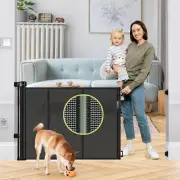 Reinforced 55" Wide Retractable Baby Gates with Reinforced Strips Retractable Do