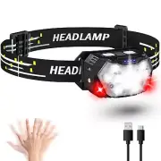 2000LM Ultra Bright 9 LED Headlamp, USB C Rechargeable Headlight, 10 Modes, W...