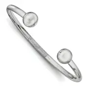 .925 Sterling Silver Rhodium Plated Kid's 3mm Polished Children's Cuff Bangle 5"